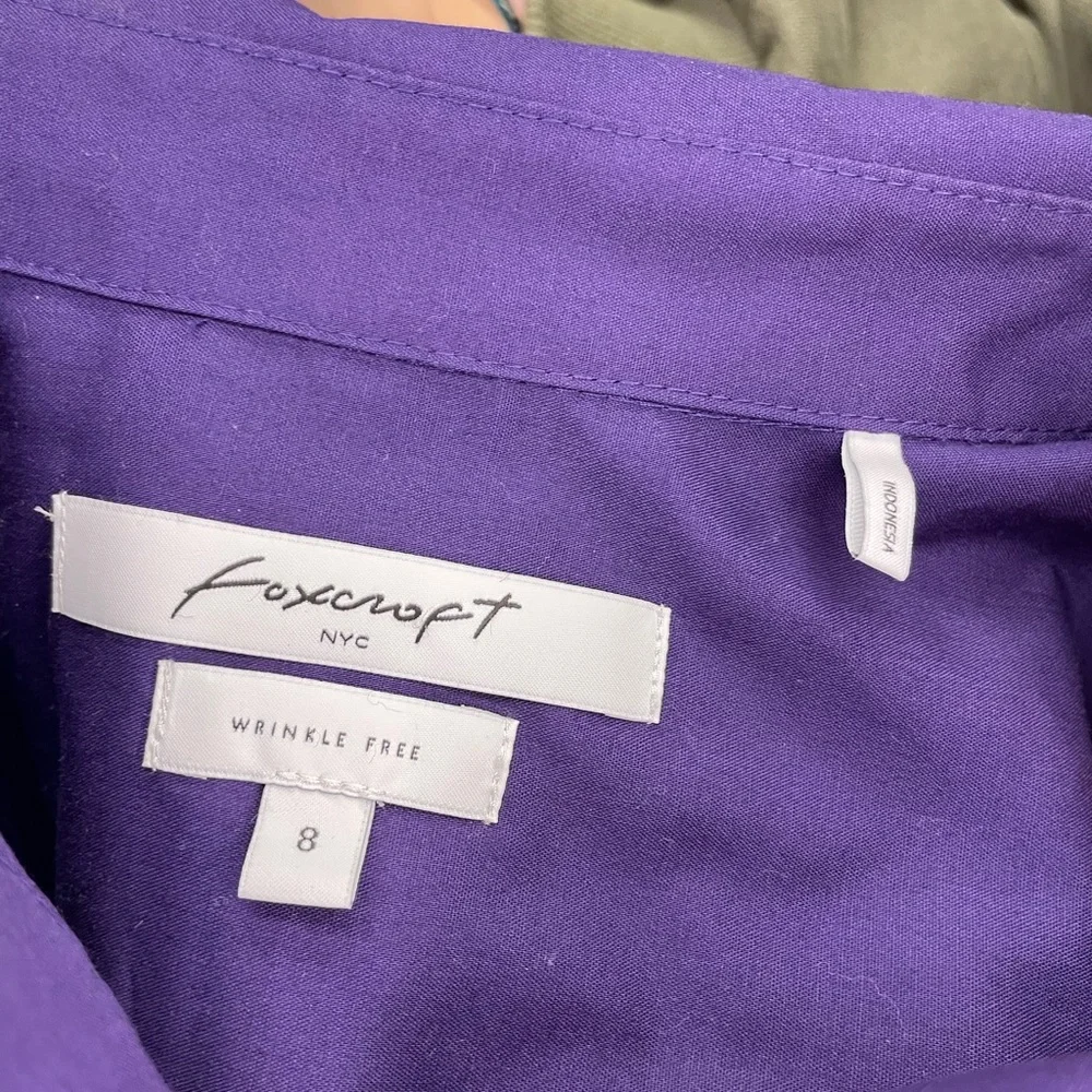 Foxcroft Purple Button-Front Shirt - Picture 6 of 8